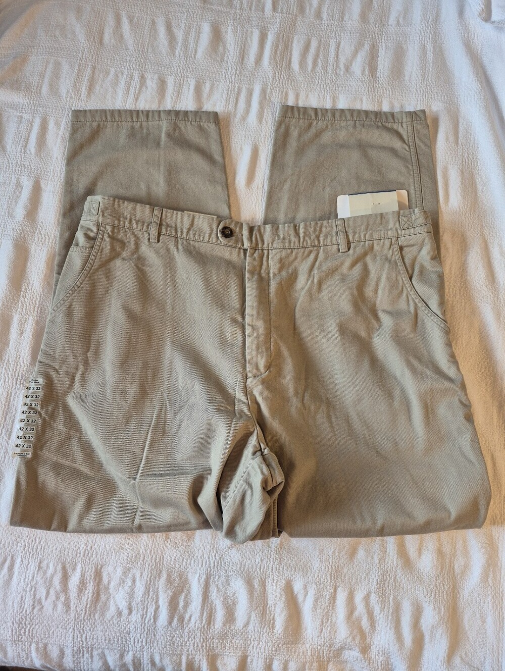 Windriver men's 42 x 32" flannel lined khaki, side waist adjusters NWT